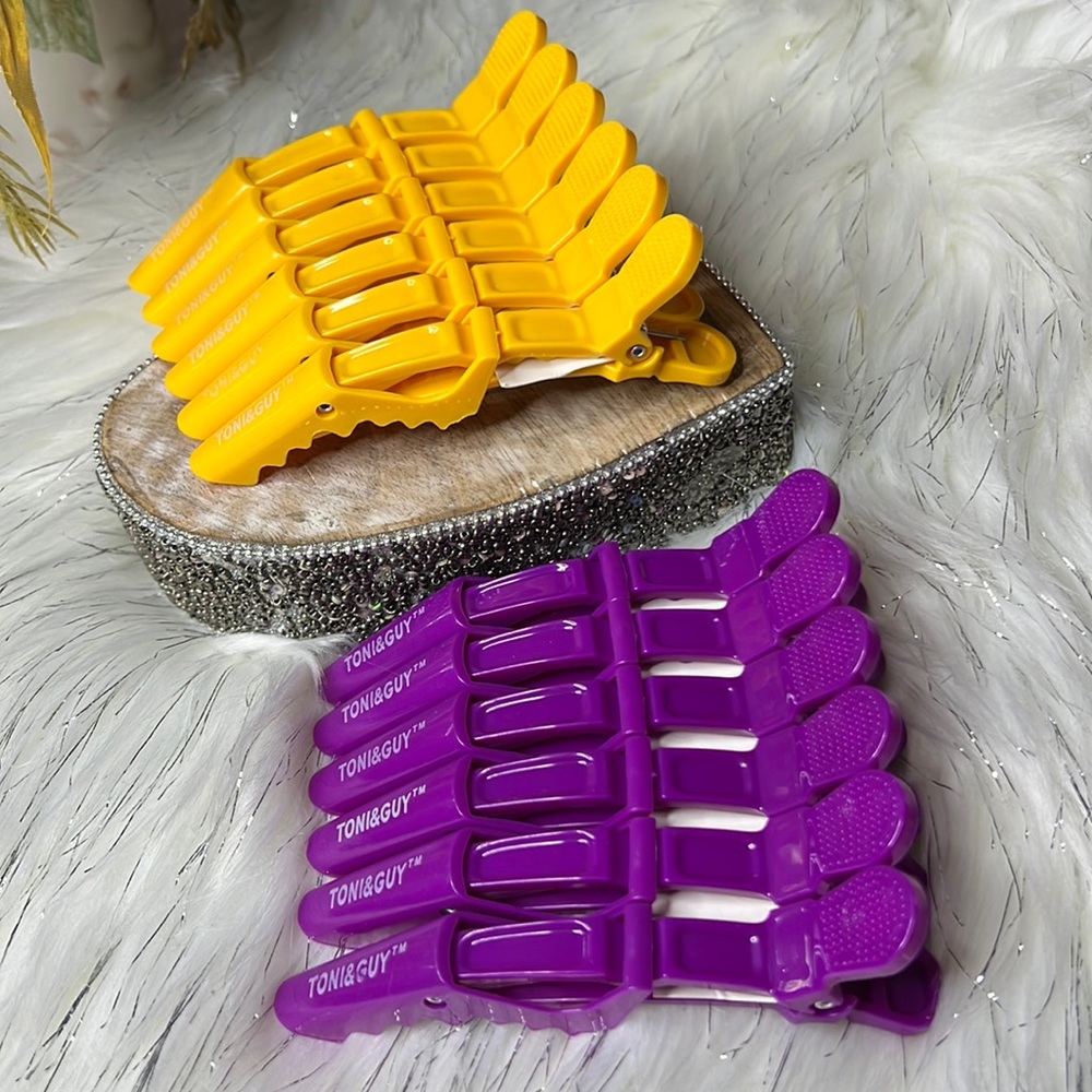 NWT 2Packs 6pcs Purple & Yellow Hair Sectioning Clip Clamp Hair Hairdressing